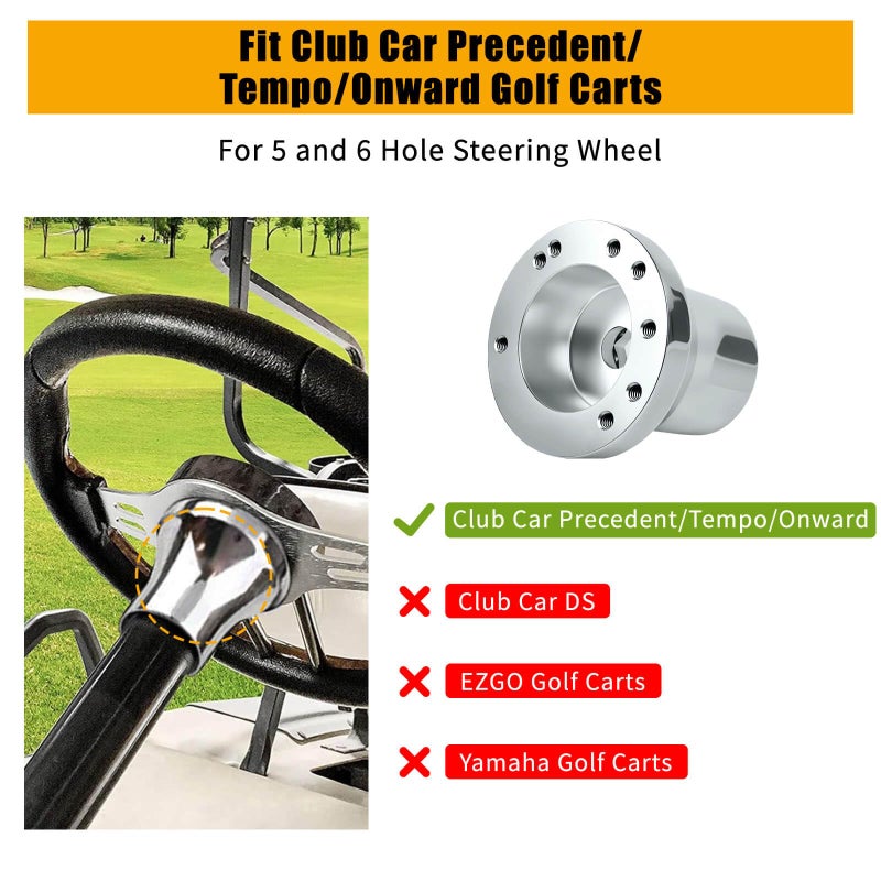 MOSNAI Club Car Steering Wheel Adapter Hub for Club Car Precedent/Tempo/Onward Golf Carts with 5-6 Holes Golf Cart Steering Wheel - Image 4